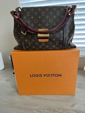 Louis Vuitton Olympe Monogram Shoulder Bag in Brown with Burgundy Trim
